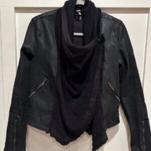 Free People Boho Floated Drape Front Moto Jacket – Black – Size 6
